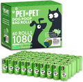 Eco-Friendly Dog Waste Bags, 41% Plant-Based, USDA Certified, Leak-Proof Refill Rolls for Dogs and Cats (1080 Count, Unscented, Green)
