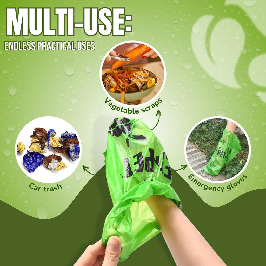 Eco-Friendly Dog Waste Bags, 41% Plant-Based, USDA Certified, Leak-Proof Refill Rolls for Dogs and Cats (1080 Count, Unscented, Green)